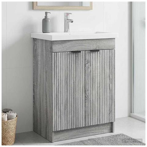 Mobiletto da bagno sotto il lavello Sonoma grigio - Foto 2