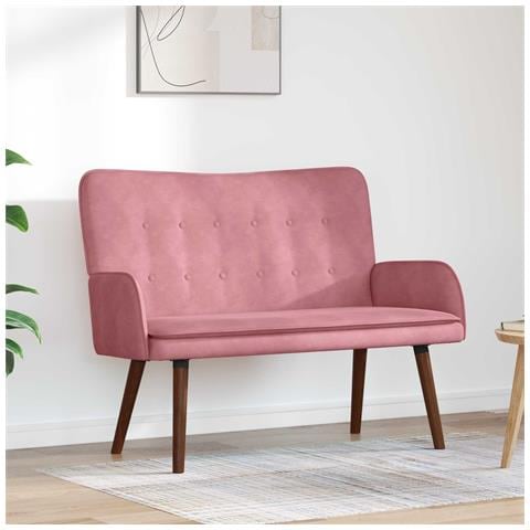 Sofa a Due Posti Rosa 115 x 61 x 87 cm Velluto - Foto 2