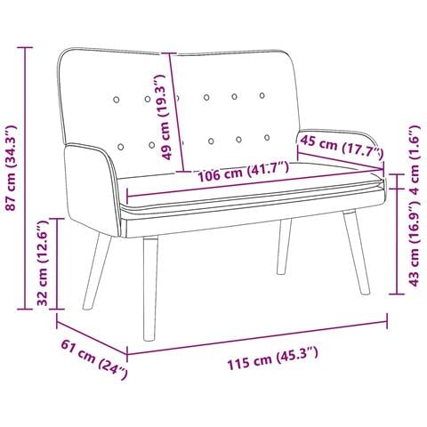 Sofa a Due Posti Rosa 115 x 61 x 87 cm Velluto - Foto 9