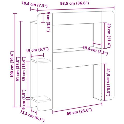 Testata del letto Legno antico Legno ingegnerizzato - Foto 7