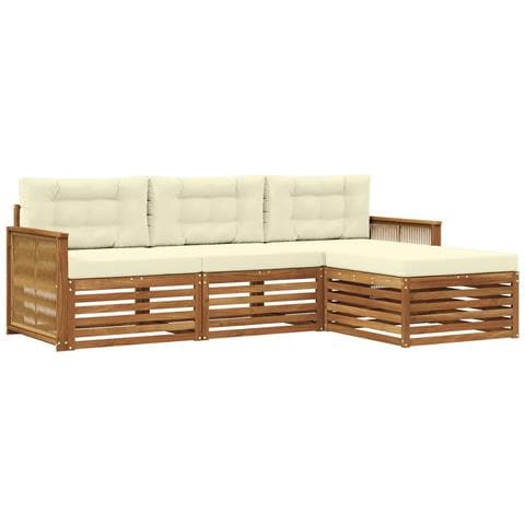 Set di divani da esterno Naturale e Crema 249 x 162,5 x 73 cm - Foto 1