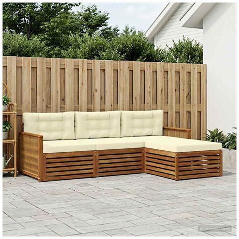 Set di divani da esterno Naturale e Crema 249 x 162,5 x 73 cm - Foto 2