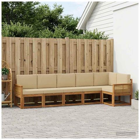 Set di divani da esterno 6 pcs Naturale e Beige Poliestere - Foto 2