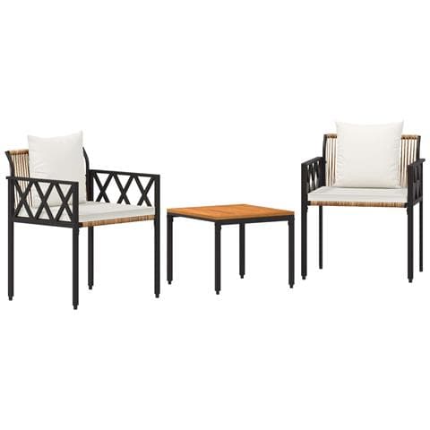 Set Mobili da Esterno 3 pcs Marrone e Bianco Crema polyrattan - Foto 1