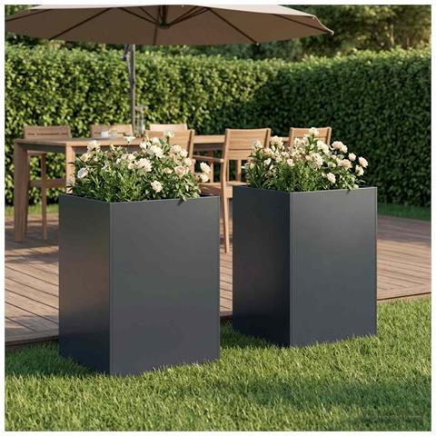 Vaso da giardino 2 pz Antracite 50 x 50 x 75 cm - Foto 2