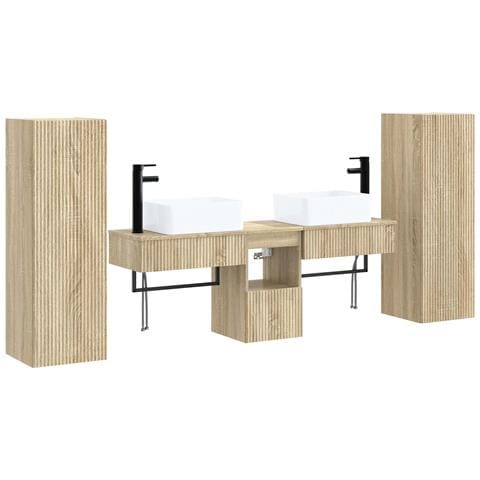 Set di mobili per il bagno 5 pz Rovere Sonoma - Foto 1