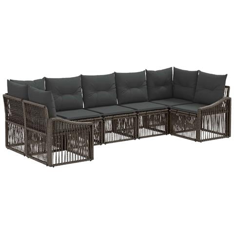 Set Divano da Giardino 7 pz 7-Numero di posti Grigio polyrattan - Foto 1