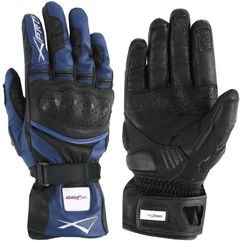 Guanto Sport Moto Pelle Corto Foderato Protezioni Imbottito Sportivo Blu M - Foto 1