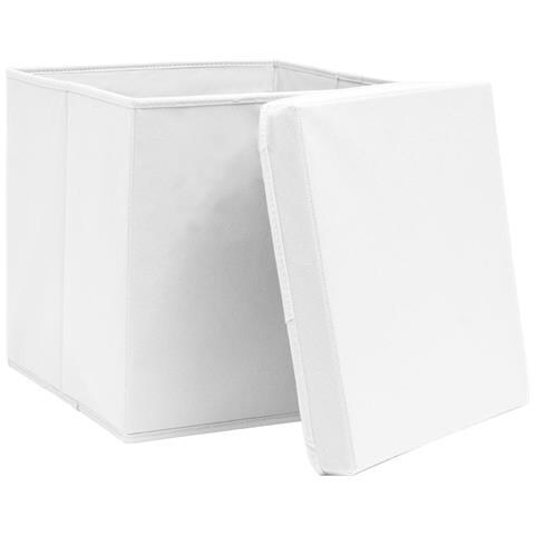 Contenitori con Coperchi 4 pz 28x28x28 cm Bianco - Foto 6