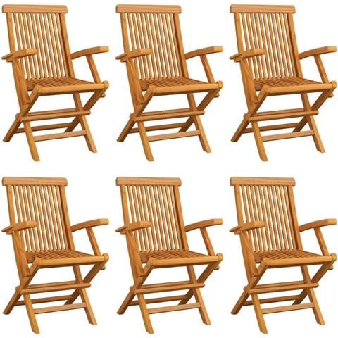 Sedie da Giardino Cuscini Grigio Talpa 6 pz in Massello di Teak - Foto 10