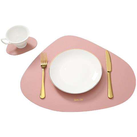 Set Sottobicchiere E Sottobicchieri Irregolari In Pelle Pink - Foto 1