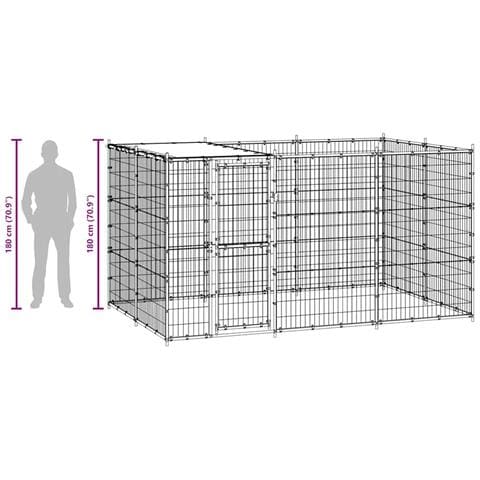 Gabbia Per Cani Da Esterno In Acciaio Con Tetto 7,26 M - Foto 2