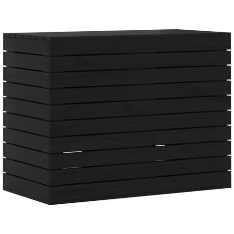 Cesto Per Bucato Nero 88,5x44x66 Cm Legno Massello Pino - Foto 1