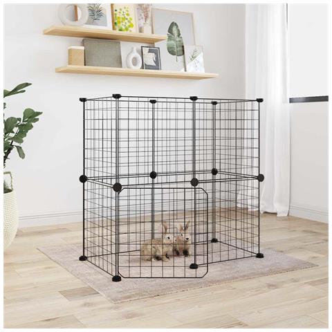 Gabbia Per Animali 12 Pannelli Con Porta Nero 35x35 Cm Acciaio - Foto 2
