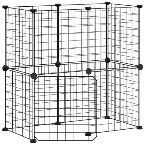 Gabbia Per Animali 12 Pannelli Con Porta Nero 35x35 Cm Acciaio - Foto 1