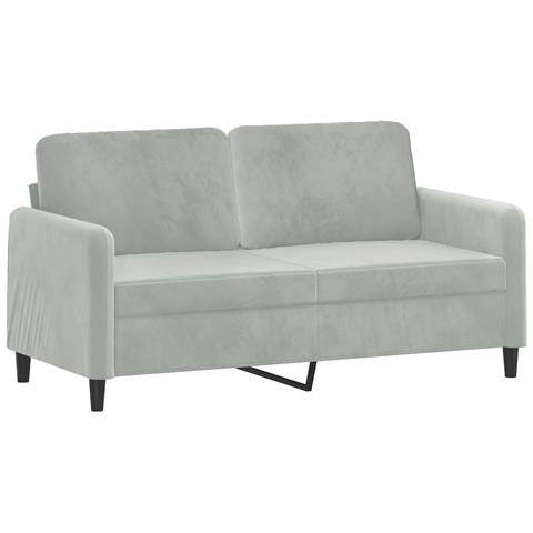 Divano A 2 Posti Grigio Chiaro 140 Cm In Velluto - Foto 2