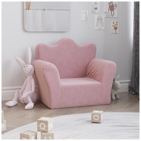 Divano Per Bambini Rosa In Morbido Peluche - Foto 1