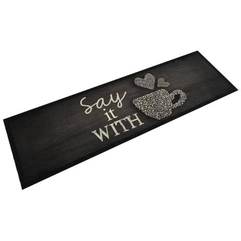Tappeto Da Cucina Lavabile Nero Tazza 45x150 Cm In Velluto - Foto 1