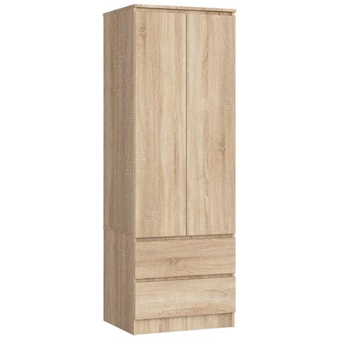 Armadio A 2 Ante Battenti E Cassetti S60, 60x51x180 cm, Colore Sonoma Quercia - Foto 1