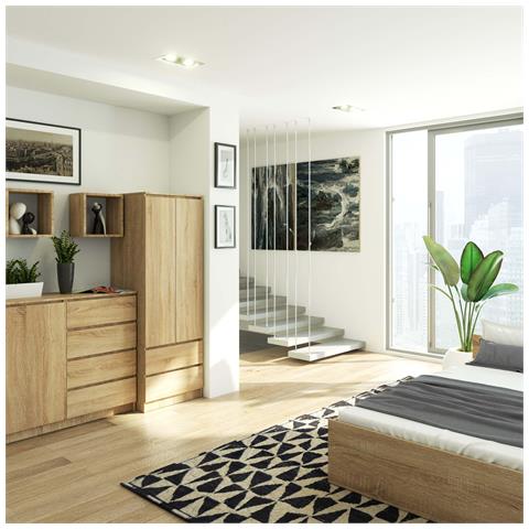 Armadio A 2 Ante Battenti E Cassetti S60, 60x51x180 cm, Colore Sonoma Quercia - Foto 7