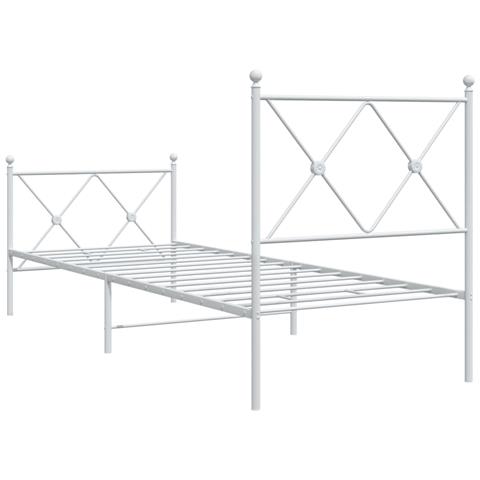 Giroletto Con Testiera E Pediera Metallo Bianco 75x190 Cm - Foto 7