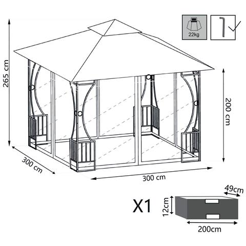 Gazebo 3x3 Mt Da Giardino In Acciaio Con Copertura In Poliestere Idrorepellente Diamond - Foto 5