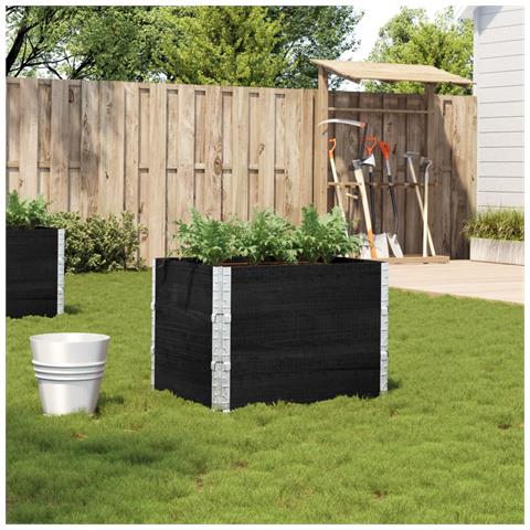 Fioriera Da Giardino Nera 80x60 Cm In Legno Massello Di Pino - Foto 1