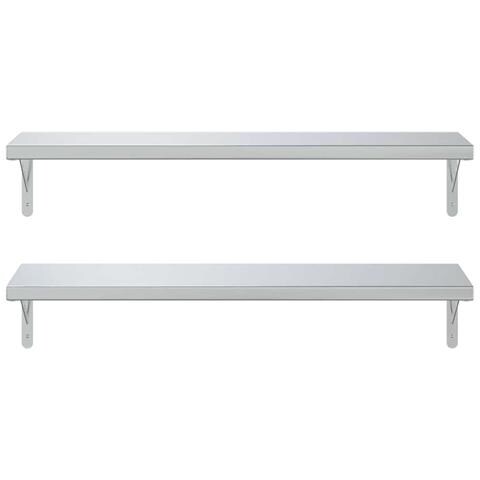 Mensole A Muro 2 Pz 100x30 Cm Argento In Acciaio Inossidabile - Foto 2