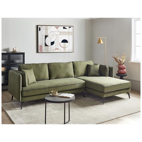 Divano Angolare 3 Posti Altan Tessuto Verde Lato Sinistro - Foto 1