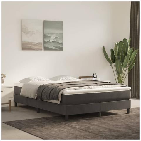 Materasso A Molle Grigio Scuro 140x220x20 Cm In Velluto - Foto 1