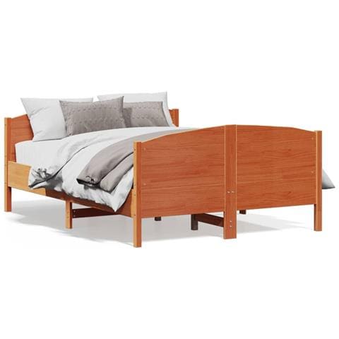 Letto Senza Materasso Marrone Cera 120x190 Cm In Legno Di Pino - Foto 2