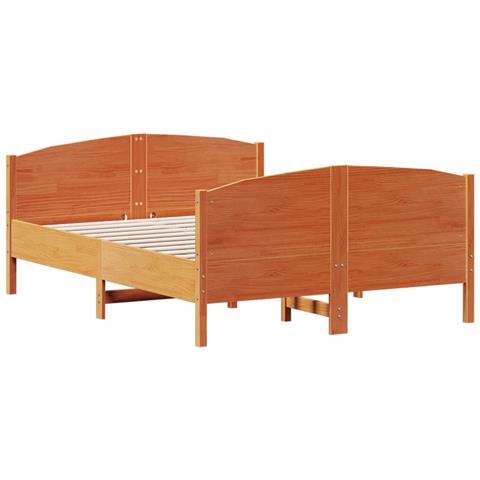 Letto Senza Materasso Marrone Cera 120x190 Cm In Legno Di Pino - Foto 3