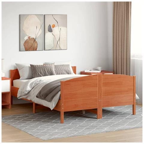 Letto Senza Materasso Marrone Cera 120x190 Cm In Legno Di Pino - Foto 1