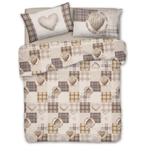 Copripiumino Sacco Piumone Pensieri Delicati Cotone Disegno Love Mountain Matrimoniale Beige - Foto 1