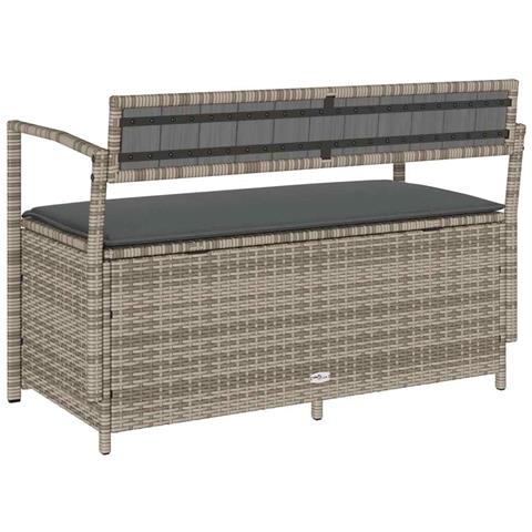 Panca Portaoggetti da Giardino con Cuscino Grigio in Polyrattan - Foto 2