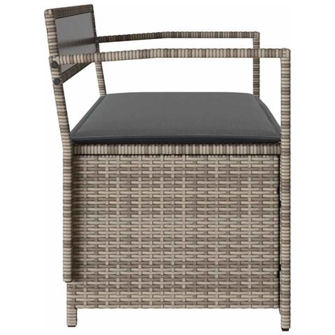 Panca Portaoggetti da Giardino con Cuscino Grigio in Polyrattan - Foto 9