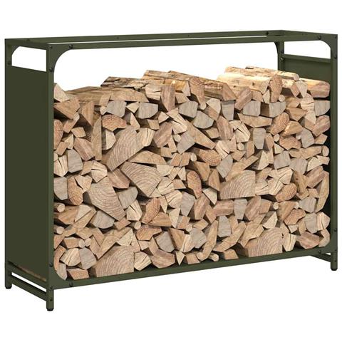 Rastrelliera per Legna da Ardere Verde Oliva 90x28x65 cm - Foto 2