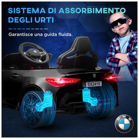 Macchina Elettrica per Bambini a Licenza BMW M4 con Telecomando, Clacson e Fari, 108x69.5x51 cm, Nera - Foto 6