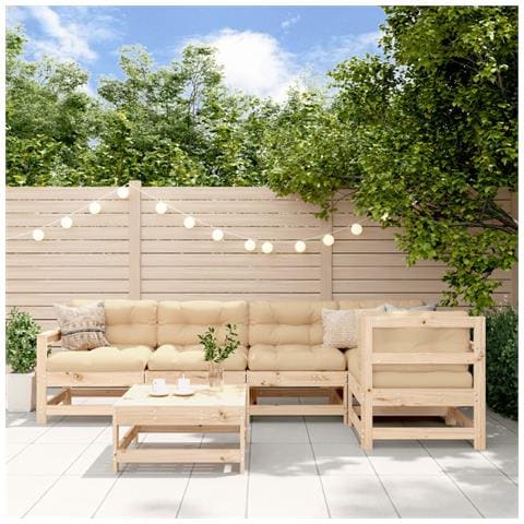 Set Salotto Da Giardino 6 Pz In Legno Massello Di Pino - Foto 1