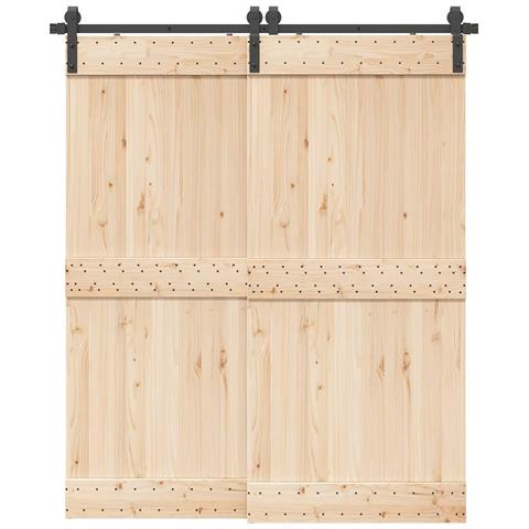 Kit Di Binari Per Porte Scorrevoli 183 Cm Acciaio Nero - Foto 1