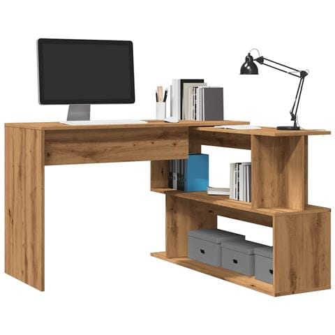 Scrivania Angolo Rovere Artigianale 200,5x50x76 Cm Truciolato - Foto 1