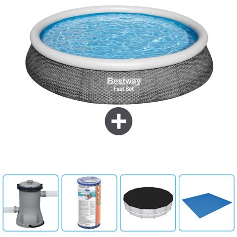 Piscina Fuori Terra - In Giro - 396x84 Cm - Grigio - Include Accessori Coordinati Cb52 - Foto 1