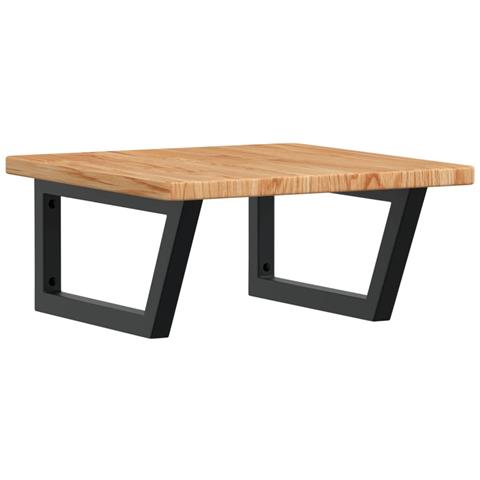 Ripiano A Parete Per Lavabo In Acciaio E Massello Di Rovere - Foto 1