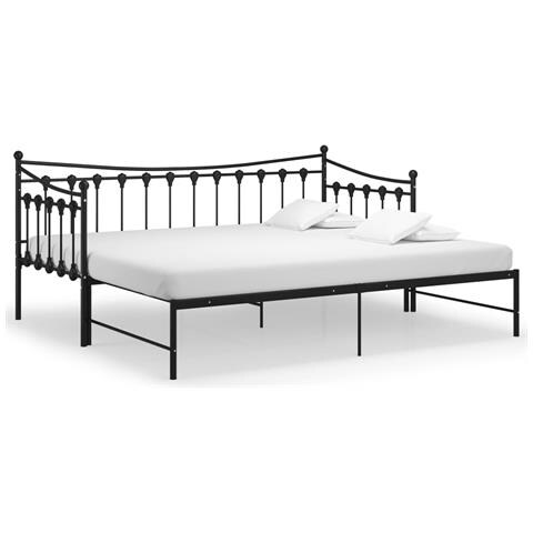 Telaio Divano Letto Estraibile Nero In Metallo 90x200 Cm - Foto 1