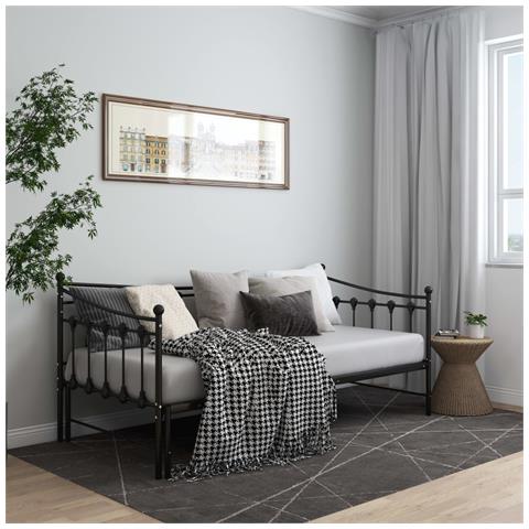 Telaio Divano Letto Estraibile Nero In Metallo 90x200 Cm - Foto 2