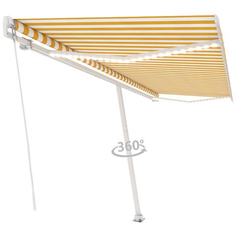 Tenda Da Sole Retrattile Manuale Led 400x350 Cm Giallo Bianco - Foto 2