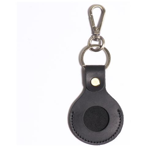 Custodia Premium In Pelle Per Airtag Con Anello Portachiavi - Marrone Black - Foto 1