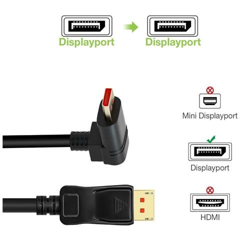 Cavo Audio /Video DisplayPort 1.4 8K M /M Angolato 90° 1m Nero - Foto 6
