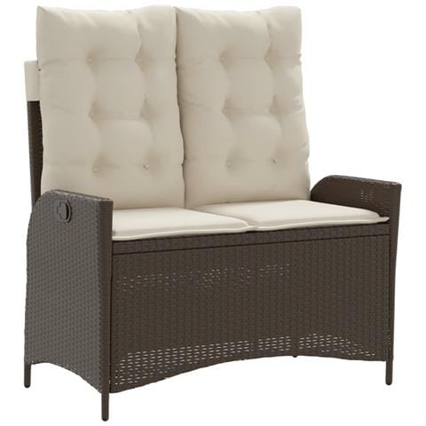 Panca Reclinabile da Giardino con Cuscini Marrone in Polyrattan - Foto 1