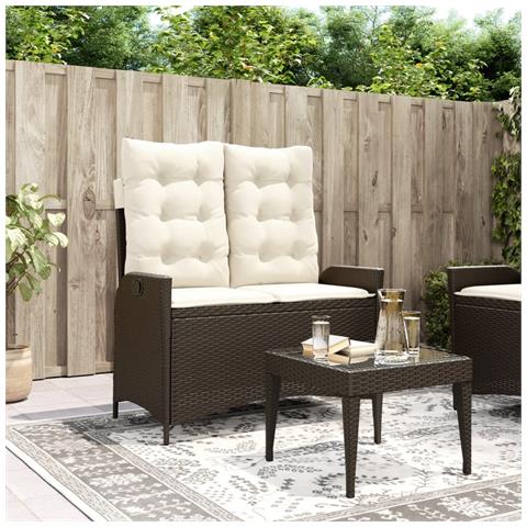 Panca Reclinabile da Giardino con Cuscini Marrone in Polyrattan - Foto 2